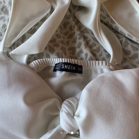 WHITE RUFFLE TIE TOP - Picture 3 of 4